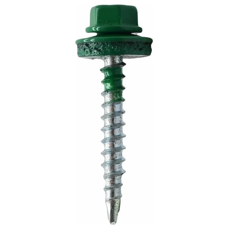 Кровельный саморез Rizzel 4,8x70 RAL 6029, сверло №1, 100 шт. 00000325530