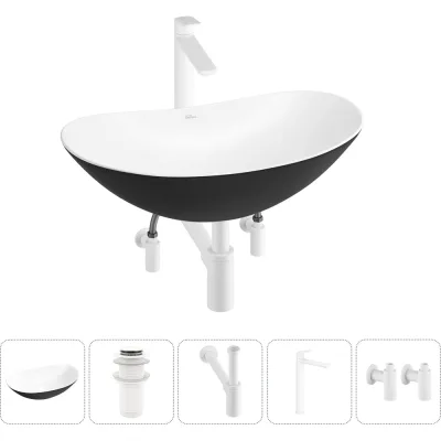 Акционный набор Wellsee 5 в Carefree Dove накладная раковина 60x36 см 20212332R