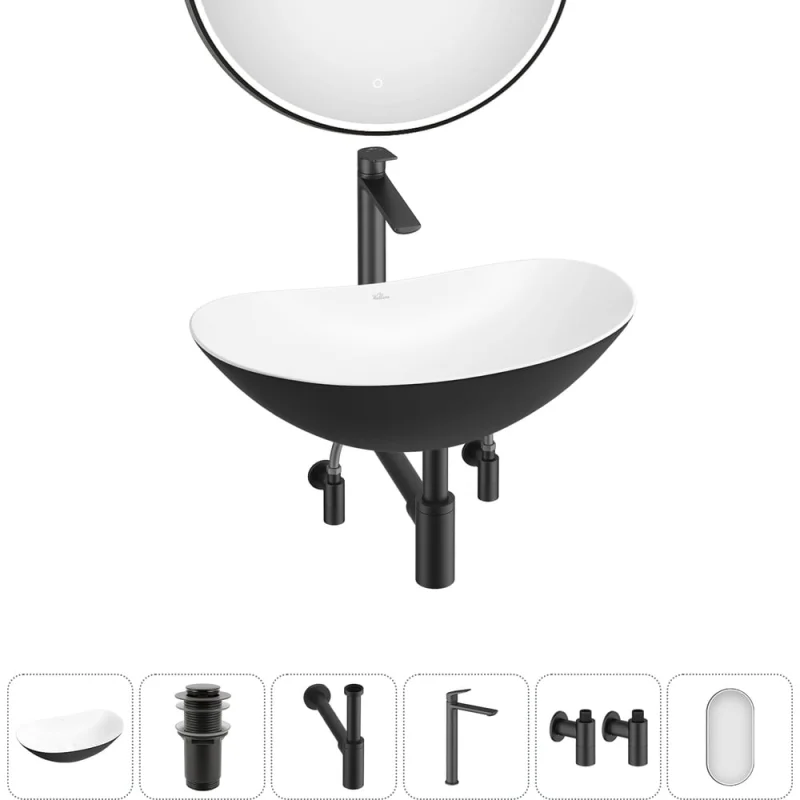 Акционный набор Wellsee 6 в Carefree Dove накладная раковина 60x36 см 20218384R
