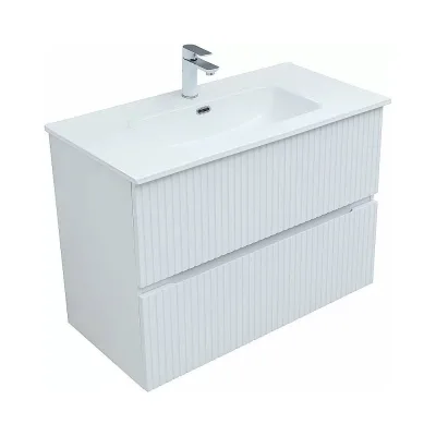 Тумба подвесная с раковиной Aquanet Джейн 90 Flat, цвет белый сатин 00367783
