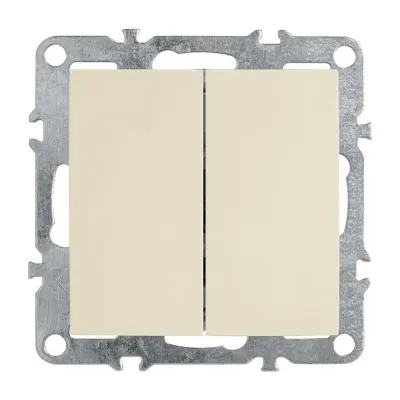 2-клавишный выключатель STEKKER механизм PSW10-9104-02, 250В, 10А, серия Эрна, слоновая кость 39323