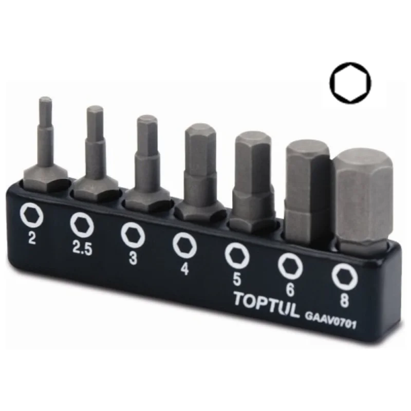 Набор бит 6-гранных 2-8 мм, 7 шт TOPTUL GAAV0701