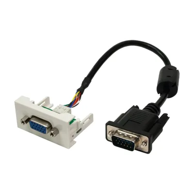 Вставка LANMASTER Mosaic 22.5x45, с адаптером VGA D-SUB HDB-15 мама, со шнуром 3 м LAN-WA-LP-VGA-FM-3.0