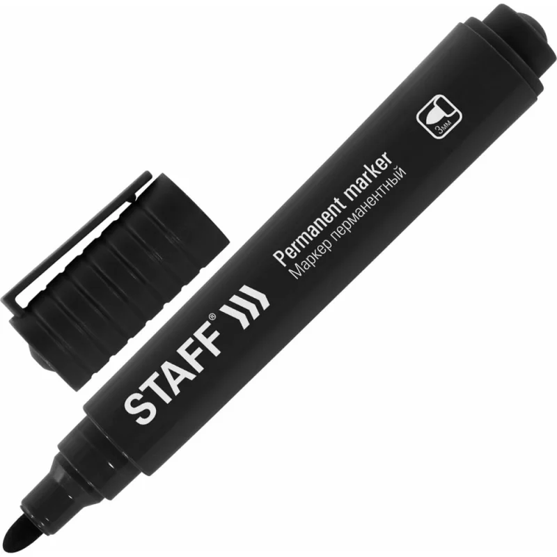 Перманентный маркер Basic Budget Pm-125 Staff, черный, круглый наконечник 3 мм 12 шт 152174
