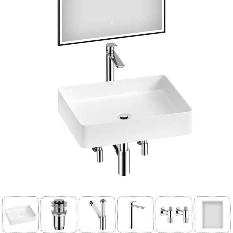 Набор Wellsee 6 в 1 FreeDom 2.0 накладная раковина 51x40 см 20217915R