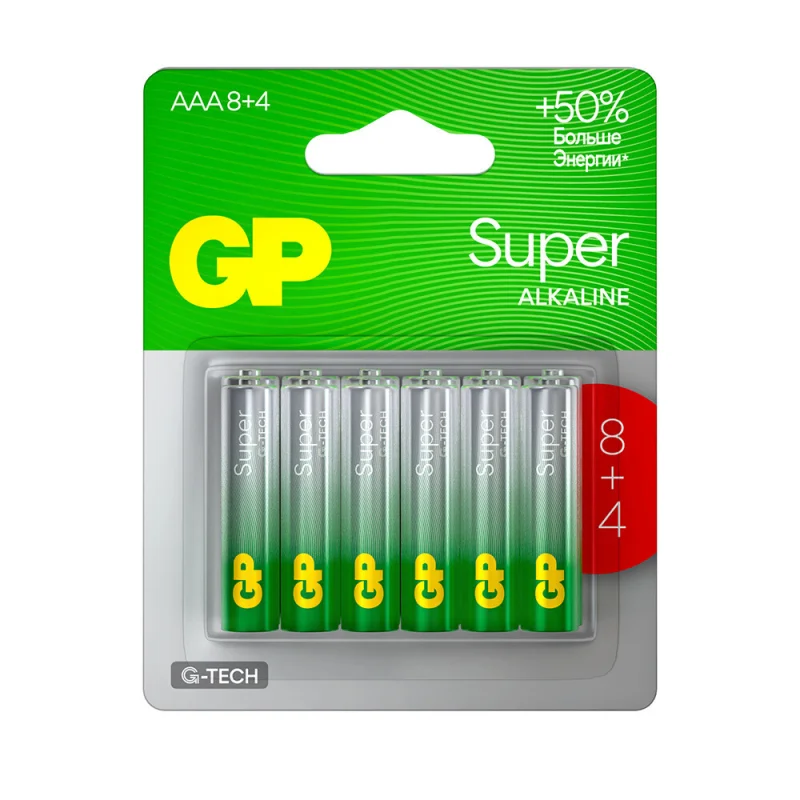Батарейка GP Batteries Super G Tech АА пальчиковая LR6 1,5 В (12 шт.) (GP 15AA218/4-2CRSBC12)