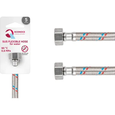 Гибкая подводка ECONOCE SUS, гайка 1/2" - гайка 1/2", 120 см EC020120