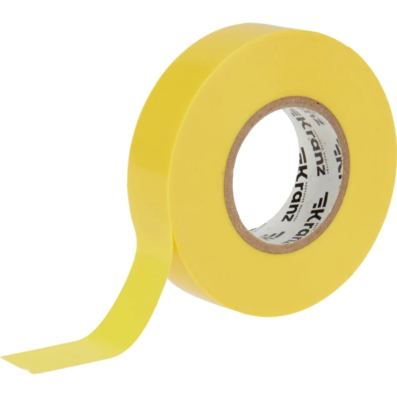 Профессиональная изолента ПВХ KRANZ 0,18х19 мм, 20 м, желтая KR-09-2802