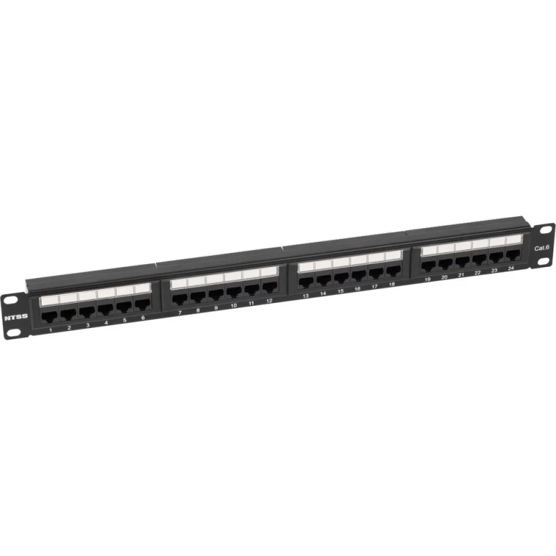 Патч-панель NTSS 24 UTP порта RJ45, cat.6, 1U, Dual IDC, без органайзера NTSS-PP-1U-24-UTP-RJ45-6-D