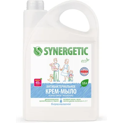 Жидкое антибактериальное крем-мыло SYNERGETIC Кокосовое молочко 3.5 л 105204