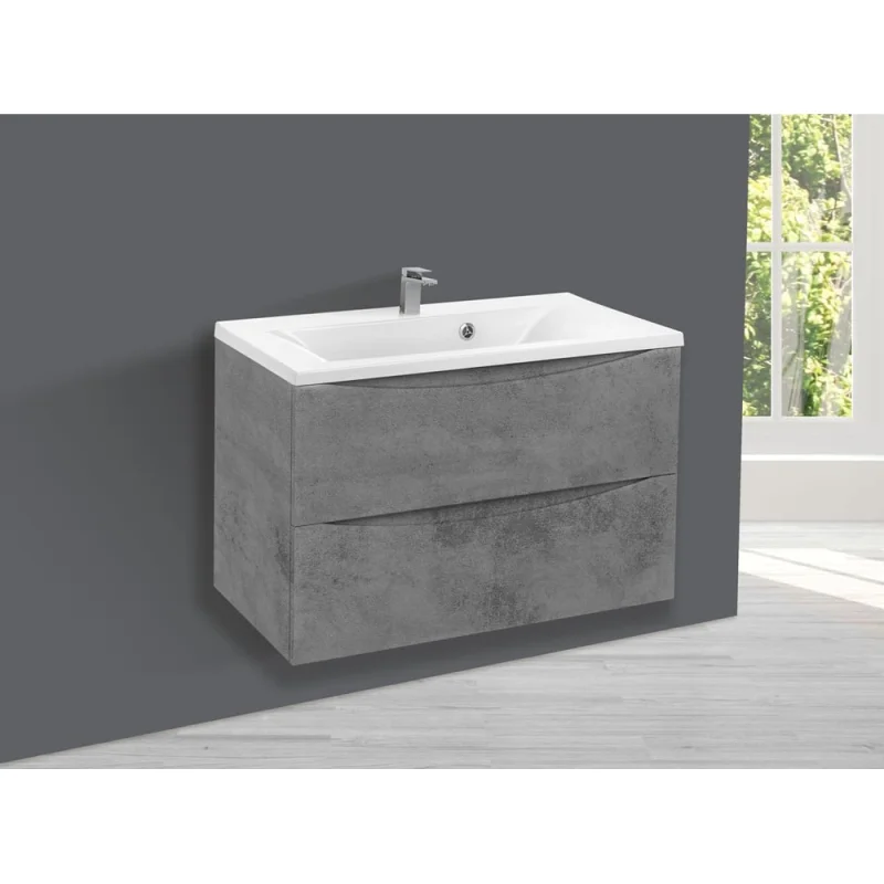База под раковину VINCEA Mia 800 подвесная, 2 выкатных ящика soft close, Beton VMC-2MA800BT