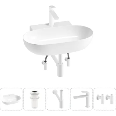 Комплект Wellsee 5 в 1 Lavinia Boho Bathroom Sink накладная/подвесная раковина 58x40 см 20215142R