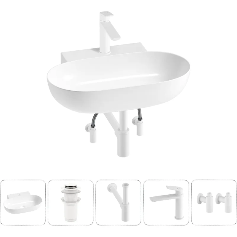 Комплект Wellsee 5 в 1 Lavinia Boho Bathroom Sink накладная/подвесная раковина 58x40 см 20215142R