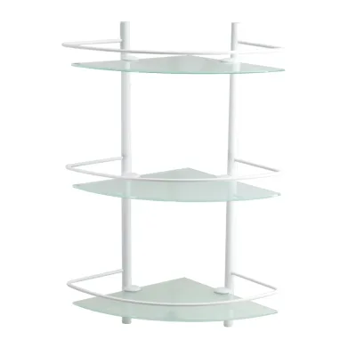 Полка для ванной WasserKraft Kammel K-8300 White угловая трехъярусная 305х305х610 мм стекло/металл белая (K-3133W)