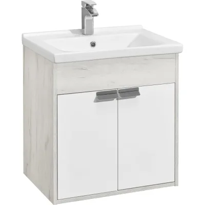 Тумба AQUATON Флай 60 с раковиной Миранда 60, цвет Белый/дуб крафт 1A2373V0FAX10