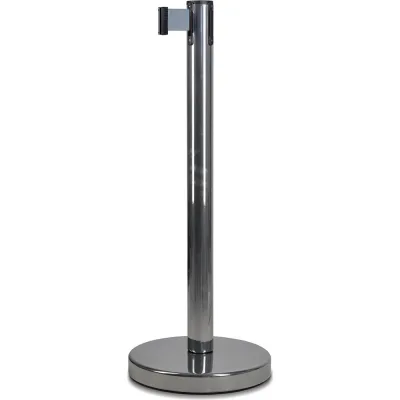 Стойка ограждения RUSBARRIER с лентой 3 м BSLN-326333 CHROME grey