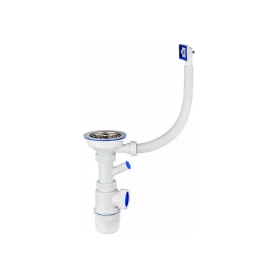 Сифон VIRPLAST Элит 3.1/2х40 с отводом д/ст.м и переливом 100332 30986176