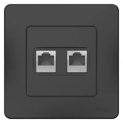 Розетка компьютерная Systeme Electric Blanca встраиваемая антрацит 2хRJ45 (BLNIS045456)