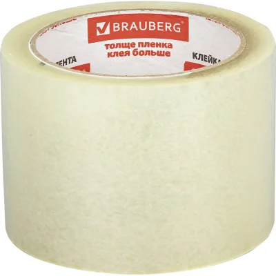 Клейкая лента BRAUBERG 72 мм х 66 м, упаковочная, прозрачная, 45 мкм, 440077