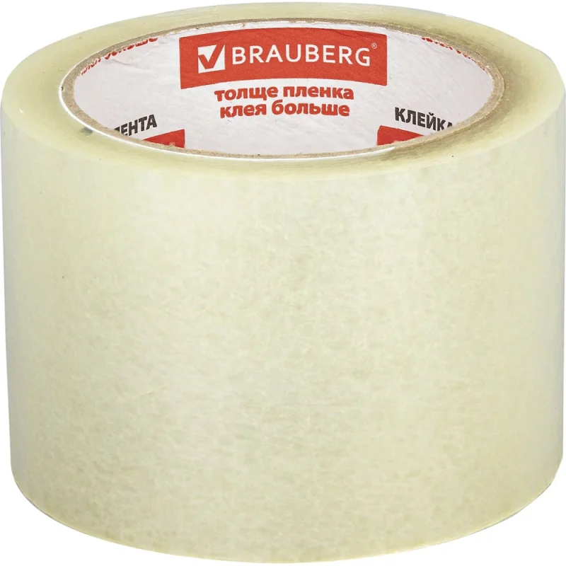 Клейкая лента BRAUBERG 72 мм х 66 м, упаковочная, прозрачная, 45 мкм, 440077