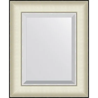 Зеркало EVOFORM с фацетом в багетной раме - белая кожа с хромом 78 мм (44x54 см) BY 7448
