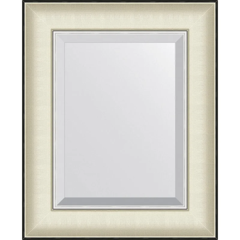 Зеркало EVOFORM с фацетом в багетной раме - белая кожа с хромом 78 мм (44x54 см) BY 7448