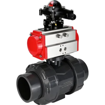Кран шаровой НПВХ-НПВХ-E-FP-GRM-ISO Ду15 Ру10 DN.ru с пневмоприводом, БКВ D160-67019