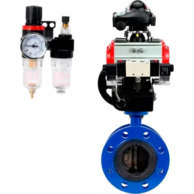 Затвор дисковый DN.ru GGG40-304-EPDM-2W-F-H Ду100 Ру16 пневмопривод DA-105, пневмораспределитель (2EM) 220VAC, БКВ LSB-210, дублером HDM-3, БПВ D050-56738