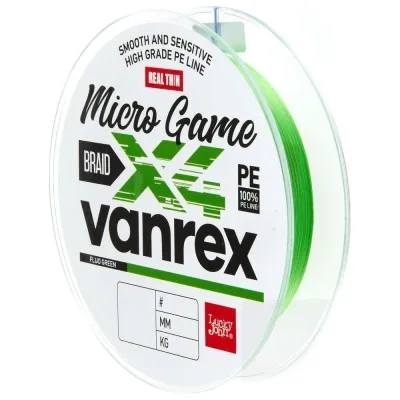Плетеная леска LUCKY JOHN LJ Vanrex MICRO GAME х4 BRAID Fluo Green 125/006 LJ4115-006