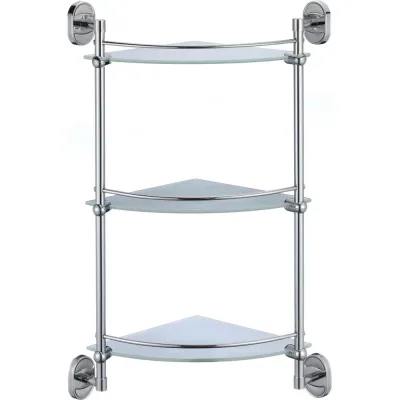 Полка Savol угловая, тройная, стеклянная, хром S-007073-3 23346