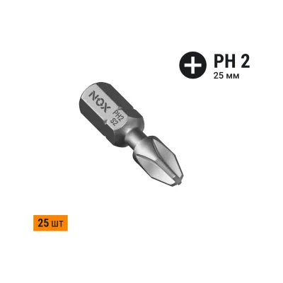 Бита торсионная STRONG (25 шт; PH2х25 мм; бокс; C6.3) NOX 336225
