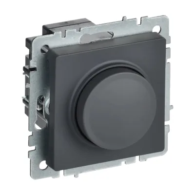 Поворотно-нажимной светорегулятор IEK Brite сс10-1-0-брг 600вт, графит BR-D20-0600-K53