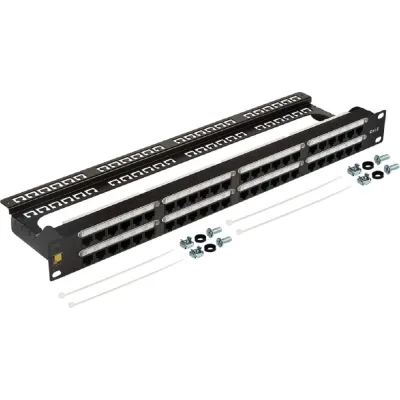 Патч-панель неэкранированная LANMASTER 19" высокой плотности, 48 портов RJ45, кат.6A, 1U LAN-PPC48U6A