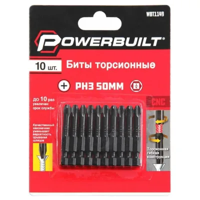 Биты торсионные powerbuilt PH3, 50 мм, 10 шт TORGWIN WBT1149