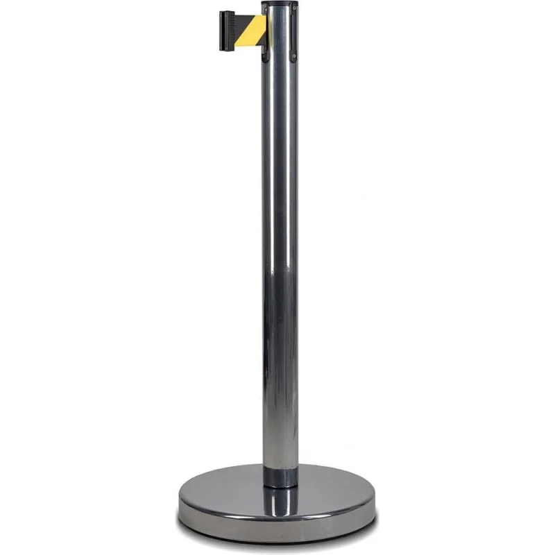 Стойка ограждения RUSBARRIER с лентой 3 м BSLN-326333 CHROME yellow/black
