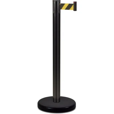 Стойка ограждения RUSBARRIER с лентой 2 м BSLN-Х86332 BLACK yellow/black