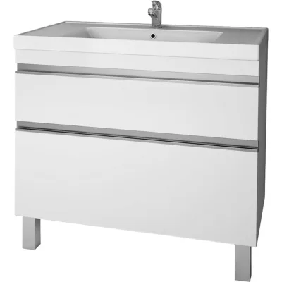 Тумба с раковиной напольная Dreja grace plus, 90 см, 2 ящика, с опорами, белый глянец - 99.0906-641617 99.0906K