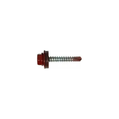 Саморез кровельный МЕТАЛЛСЕРВИС 4,8x29 RAL 3011 коричнево-красный, по дереву, 60 шт., коробка с окном МС 1271103