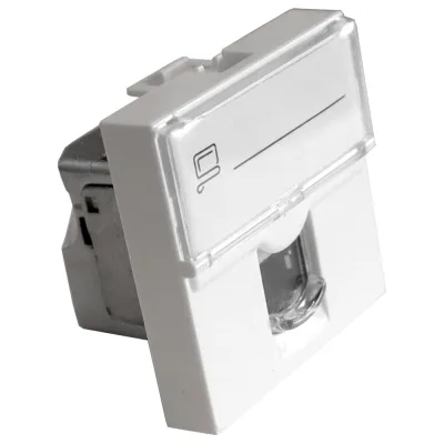 Вставка LANMASTER Mosaic 45x45, RJ-45 STP, категория5e, белая LAN-SIP-23S5E-WH