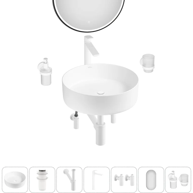 Акционный набор Wellsee 7 в Coax накладная раковина 30x30 см 20218206R