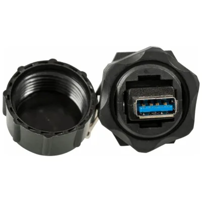 Индустриальный соединительный модуль LANMASTER USB 3.0 IP68 с крышкой LAN-OK-USB30/180-WP