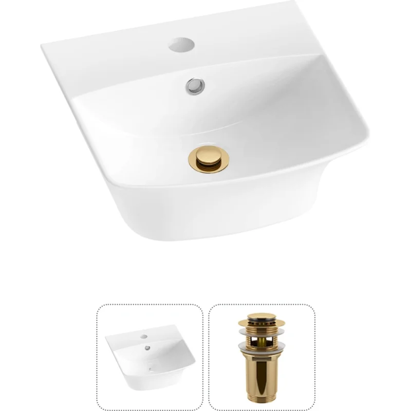 Комплект 2 в 1 Wellsee Bathroom Sink накладная/подвесная раковина 35x36 см, состоит 20216723R