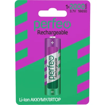 Аккумулятор Perfeo Li-Ion 18650, 2000mAh/1BL, 3.7V 30015885