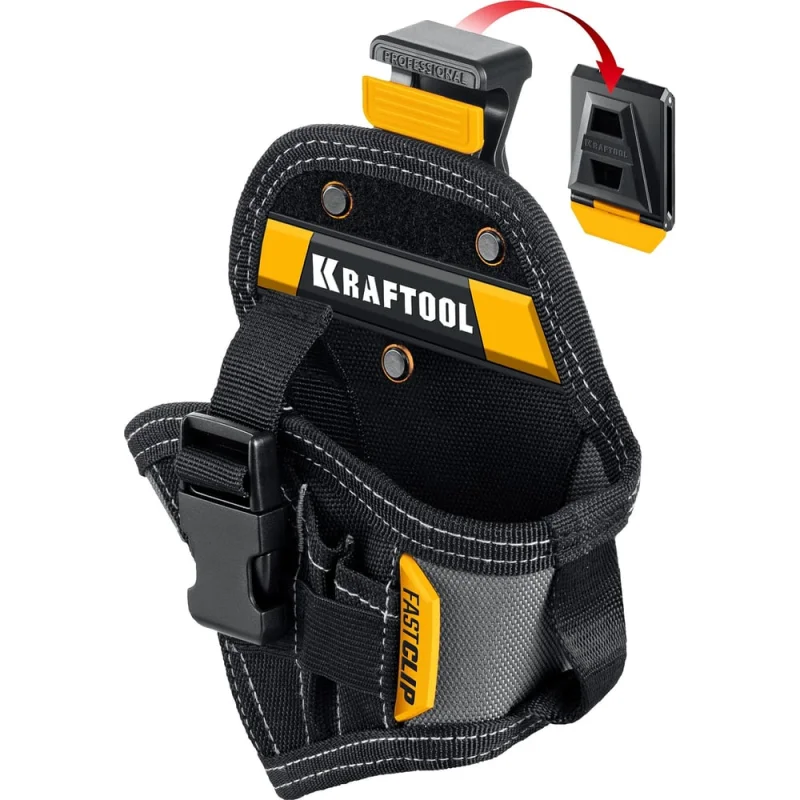 Кобура для компактного шуруповерта с быстросъёмным креплением KRAFTOOL FastClip KH-5C , 5 карманов и петель 38770