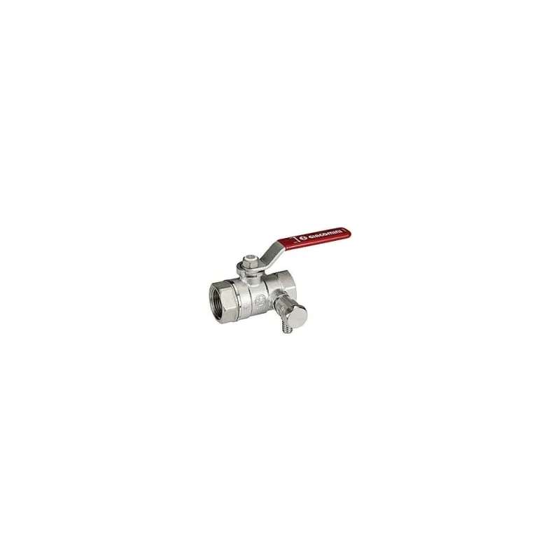 Шаровой кран Giacomini R250DS 1 1/2, ВВ, ручка-рычаг красный, хромированный, со сливом R250SX007