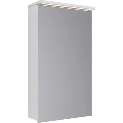 Шкаф зеркальный Lemark ZENON белый глянец, 45x80 см, 1 дверный, петли слева, с козырьком-подсветкой, с розеткой, LM45ZS-Z