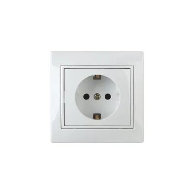 Розетка Intro Plano с заземлением 2P+E Schuko со шторками, 16А-250В, IP20, СУ, без лапок, белый, Б0053955