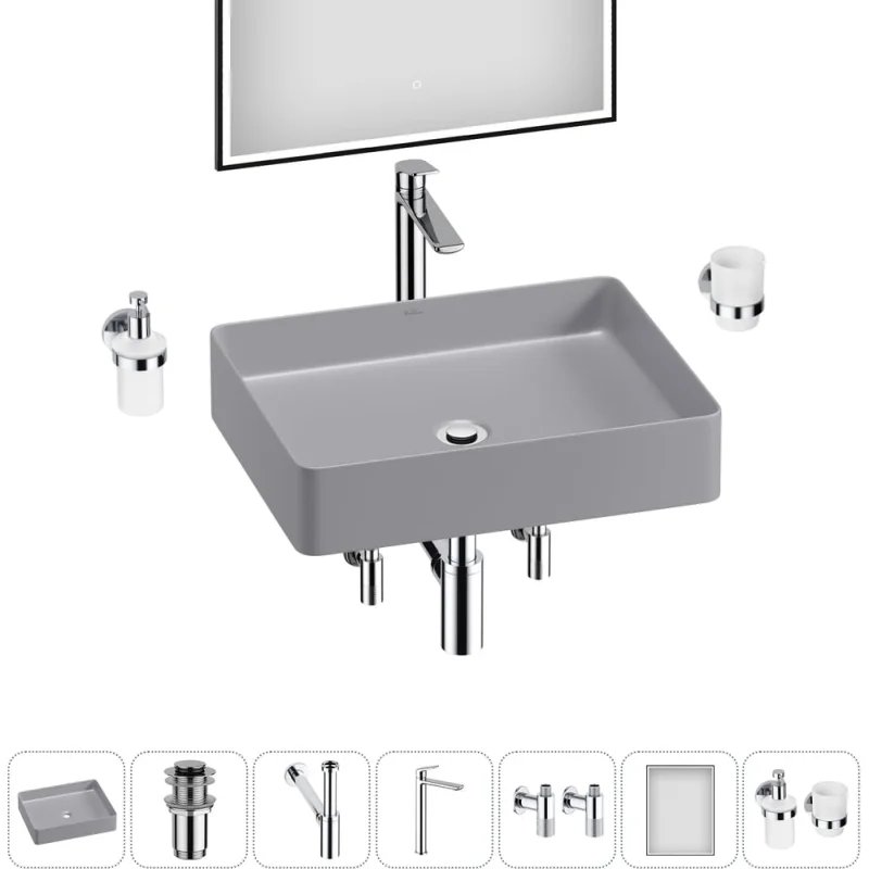 Набор Wellsee 7 в 1 FreeDom 2.0 накладная раковина 51x40 см 20217930R