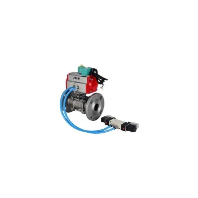 Шаровой кран DN.ru КШФПТ.304.180 Ду20 Ру40, фланц., PTFE, пн.привод DA-052, пн.распред PND1-S2EM-52-2-T10-220VAC, БКВ LSB-510-02ExM12-250 D160-81331