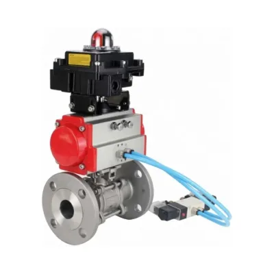 Шаровой кран DN.ru КШФПТ.304.180 Ду40 Ру40, фланц., PTFE, пн.привод DA-065, пн.распред PND1-S2EM-52-2-T08-220VAC, БКВ LSB-410-02ExM12-250 D160-81124